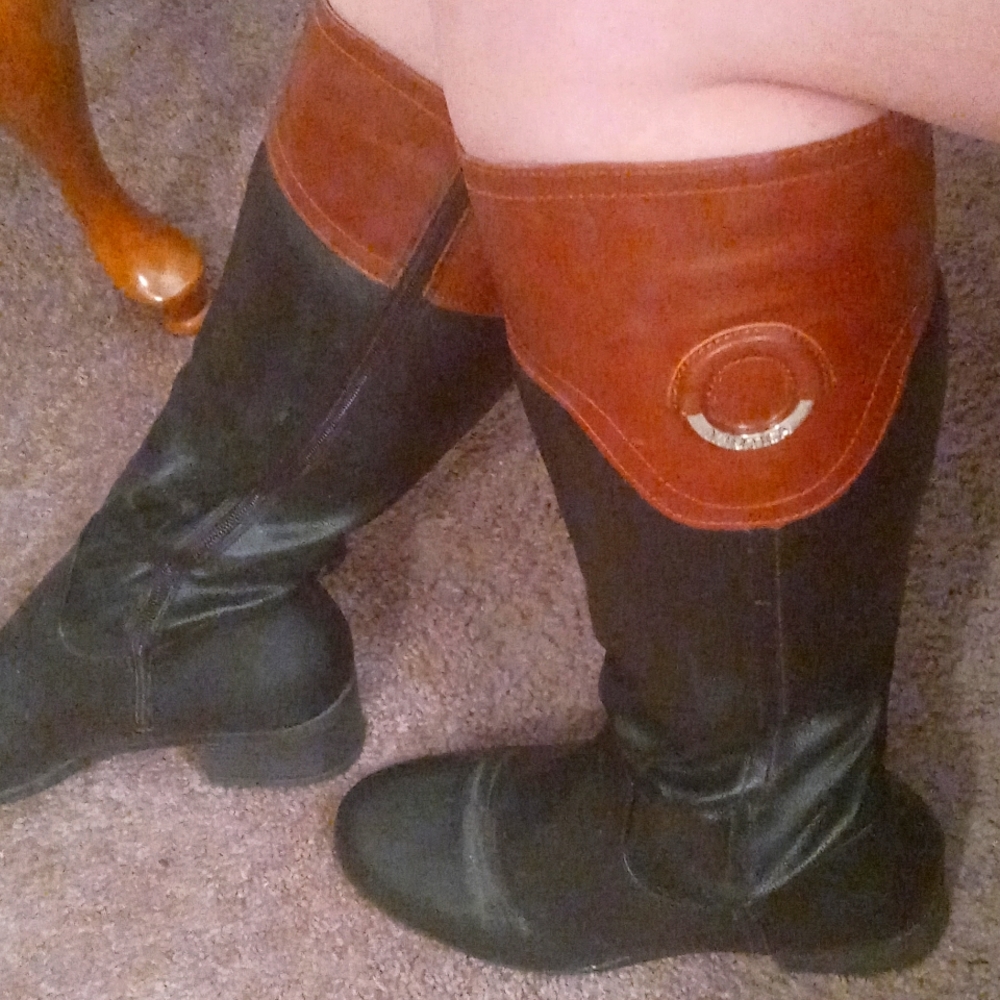 Knee high Black & Brown Leather Boots